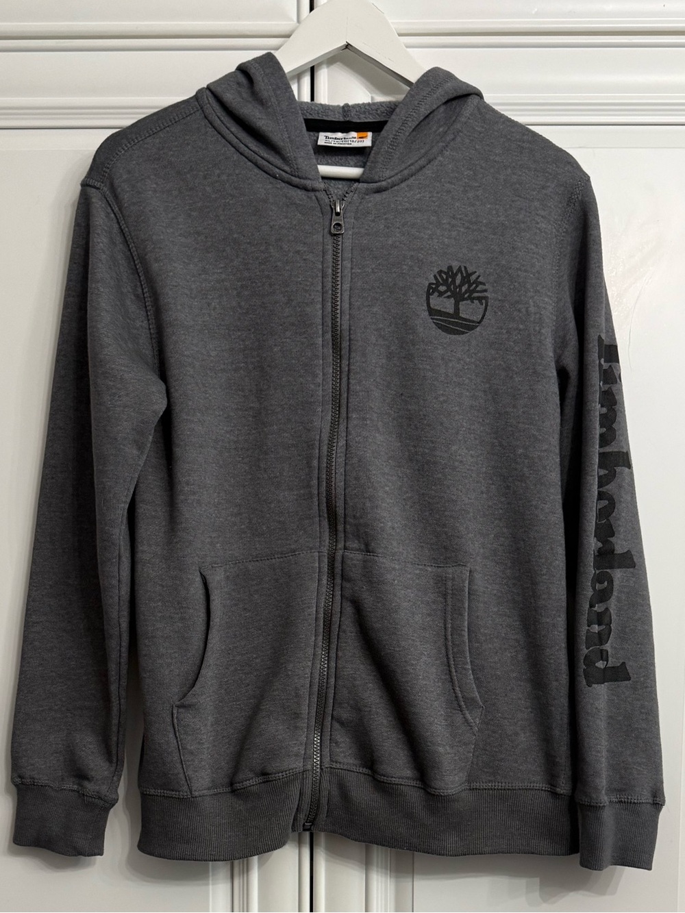 Timberland Boys XL (18-20) Charcoal Gray Full-Zip Hooded Sweatshirt Jacket